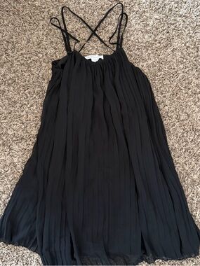 BCBGeneration Black Pleated criss-cross Strap Mini Dress